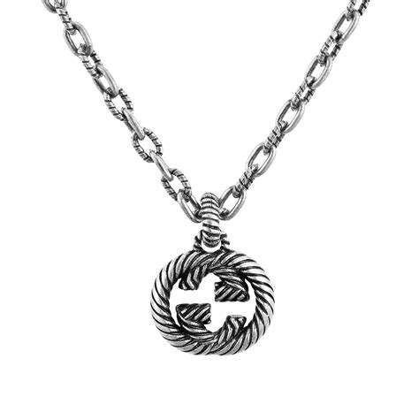 gucci square pendant necklace|gucci interlocking g silver pendant.